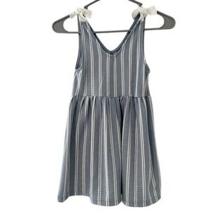 Zara Kids Blue White Striped Tie Shoulder Dress Size 110 4-5 Years